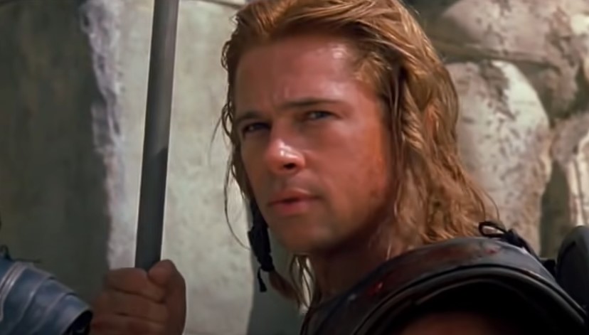 Brad Pitt in Troy as Achilles wearing antic Greek clothes