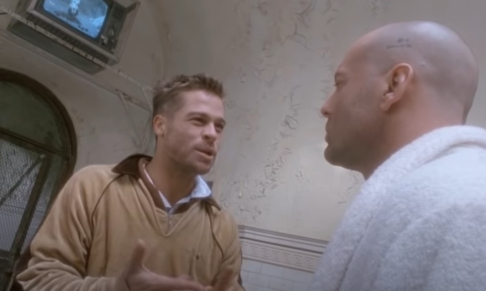 Brad Pitt in 12 Monkeys in mental institution speaking