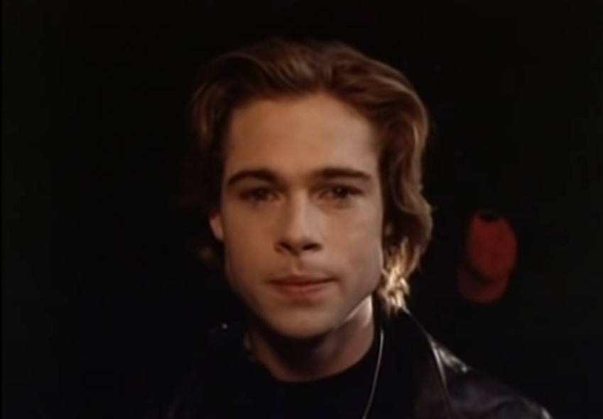 Brad Pitt in dark clothes in his first movie