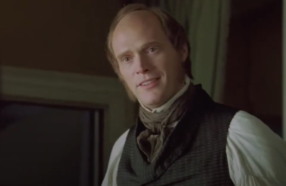 Paul Bettany as  Charles Darwin in Creation happy in shirt