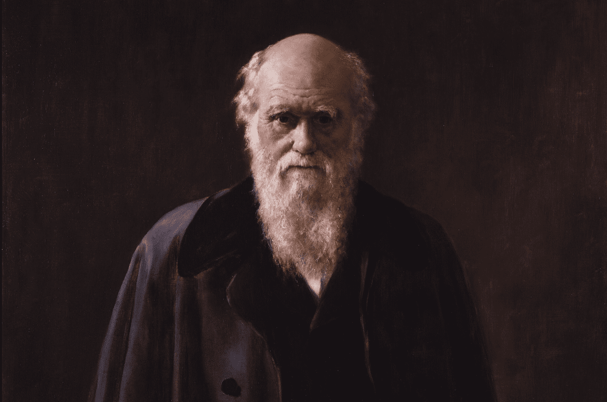 Charles Robert Darwin by John Collier painting in black clothes