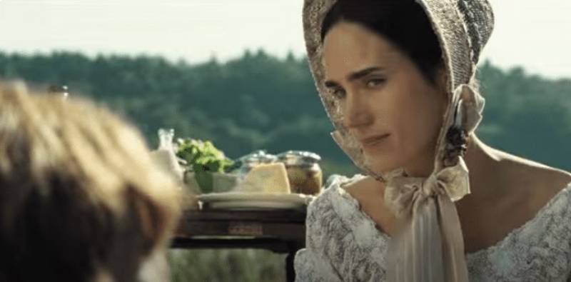 Jennifer Connelly as  Emma Darwin In Creation in dress and a hat