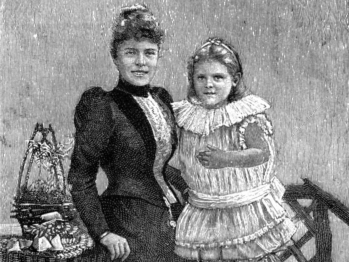 Mrs Conan Doyle and Daughter drawing