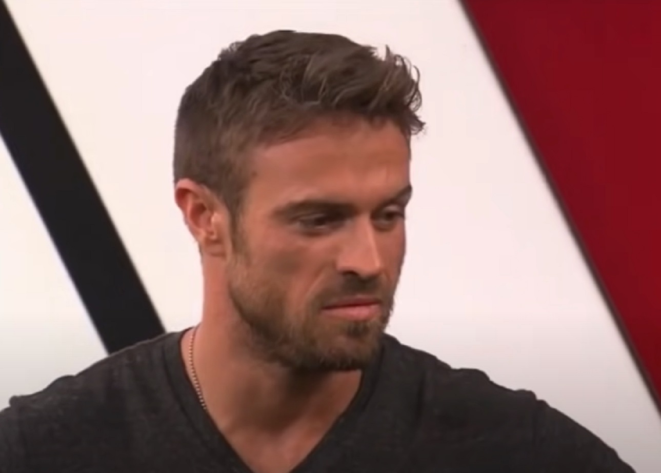 Screenshot: Chad Johnson with upset face is looking at side - from Bachelor in Paradise (American TV series)