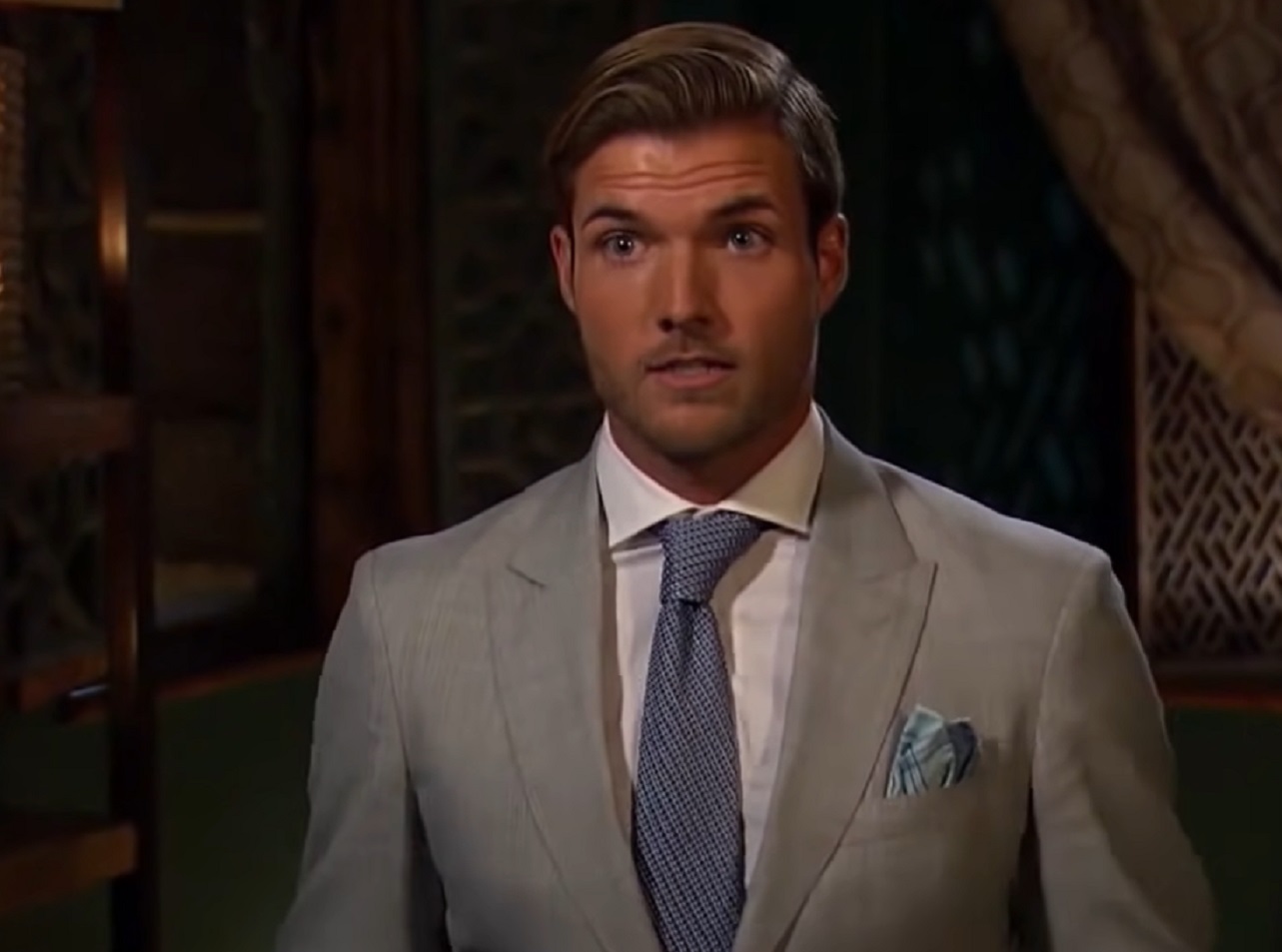 Screenshot: Jordan Kimball is looking surprised - from The Bachelorette (American Tv Series)