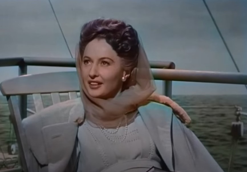 Barbara Stanwyck in Titanic  wearing blue dress