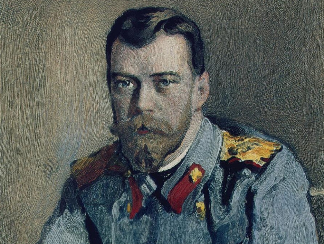 Painting of Nicholas II in military uniform ,looking at front - 1913