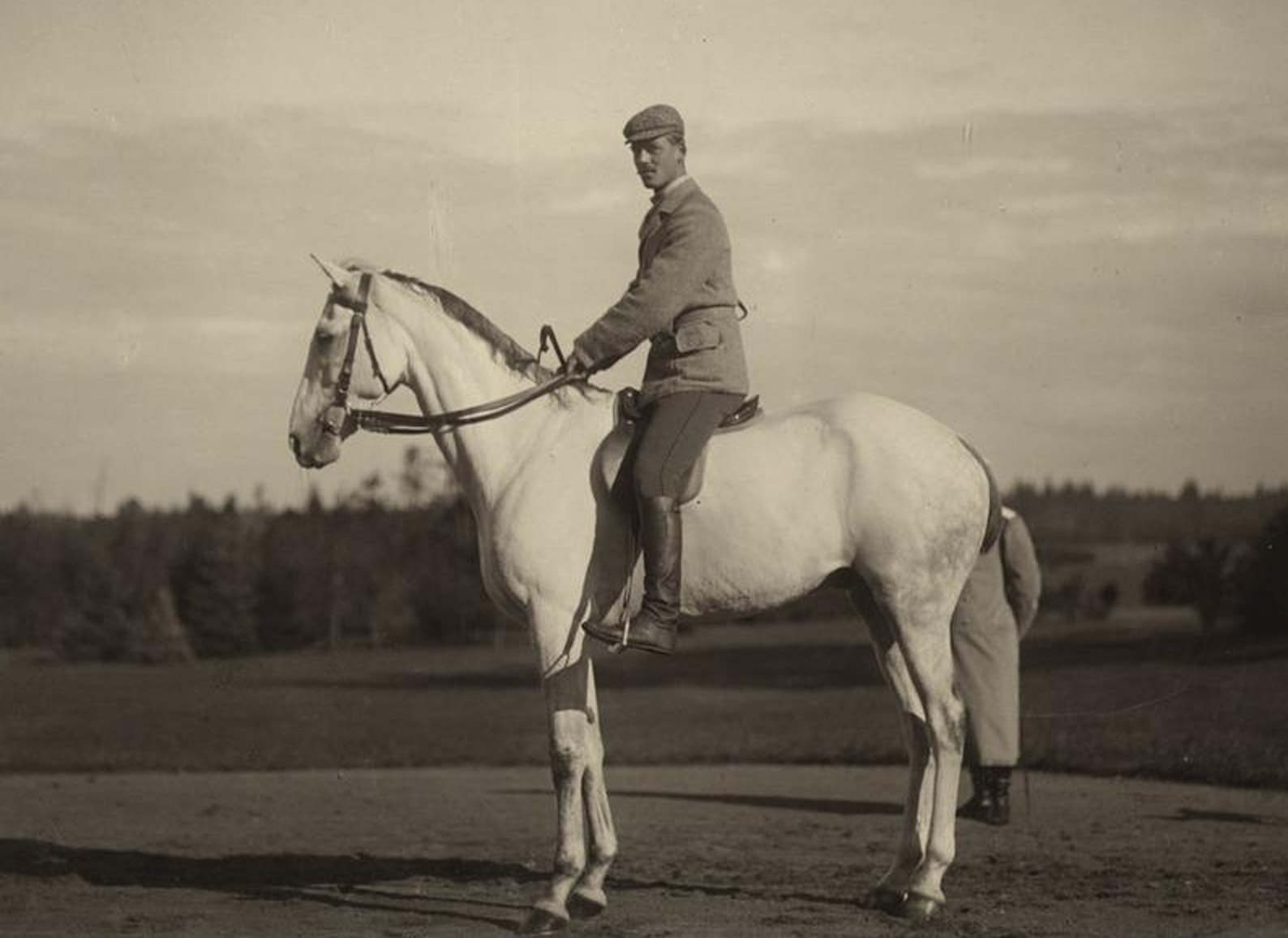 Photo of Grand Duke Michael Alexandrovich on white horse - circa 1900