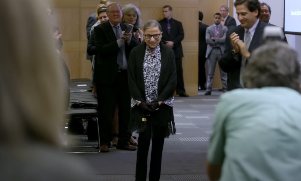Ruth Bader Ginsburg attending an event in black and white clothes