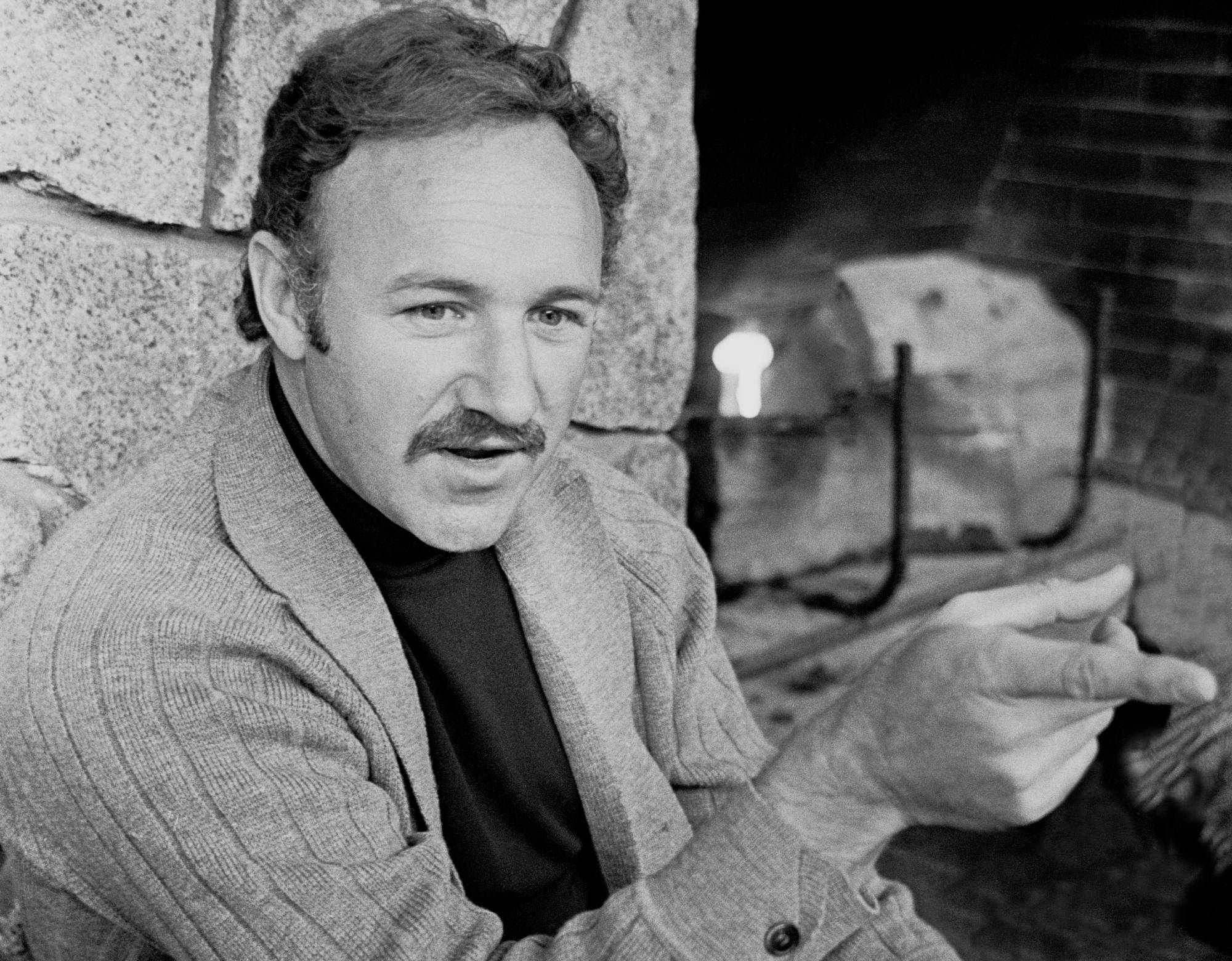 Actor Gene Hackman during a press conference on October 29,1969 in Reno, Nevada in sweater