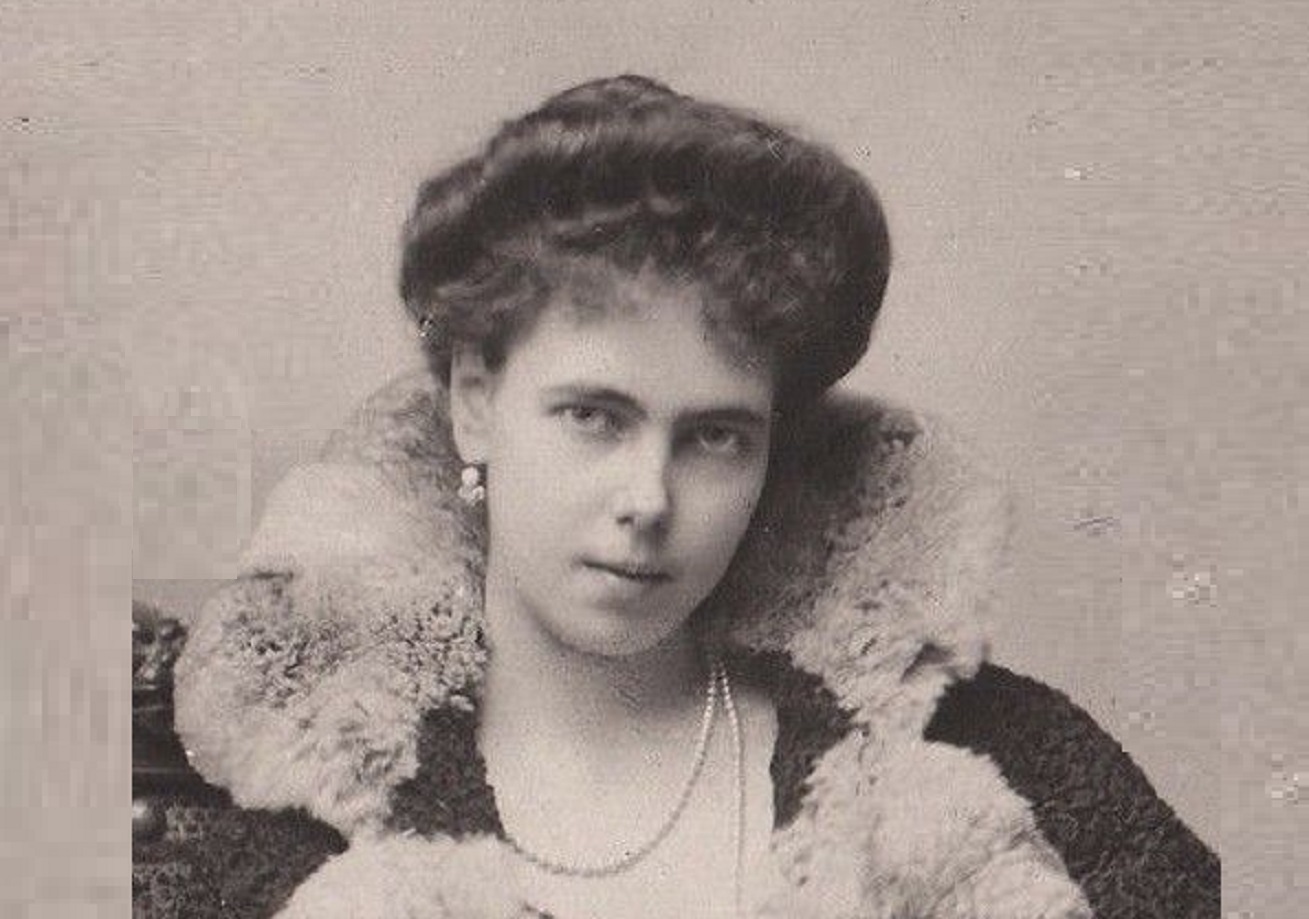 Princess Beatrice Of Saxe-Coburg And Gotha wearing coat with fur ,looking at camera - circa 1900