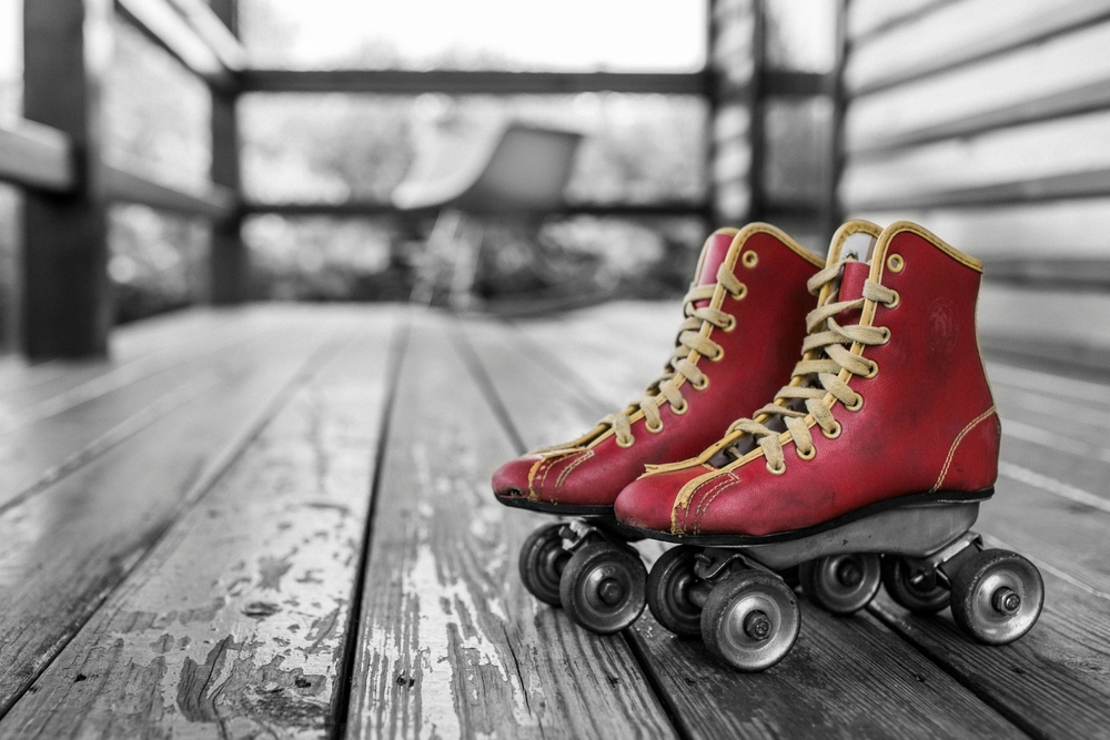 red vintage roller skates