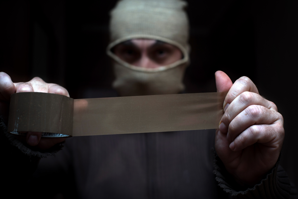 The man in mask and duct tape