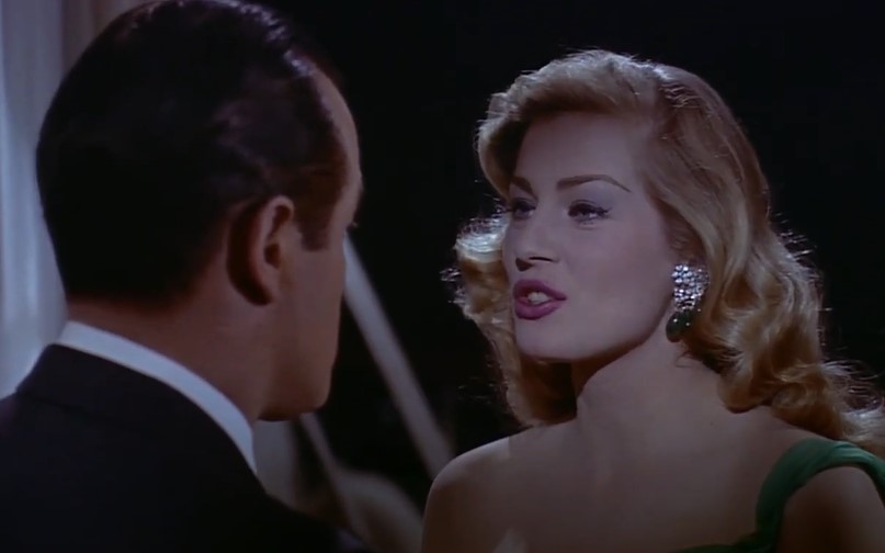 Anita Ekberg in green dress and jewels