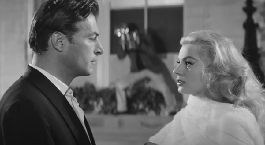 Anita Ekberg in La Dolce Vita wearing white fur