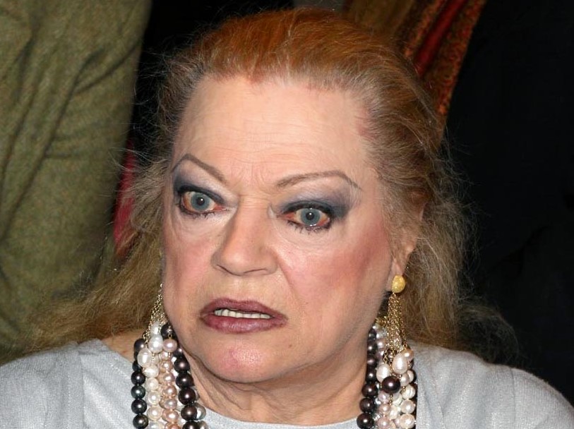 Anita Ekberg in 2007 wearing white top and jewels