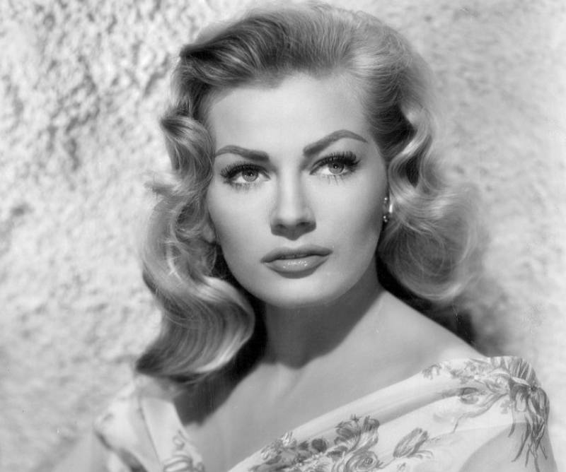Anita Ekberg portrait in flower patterned dress