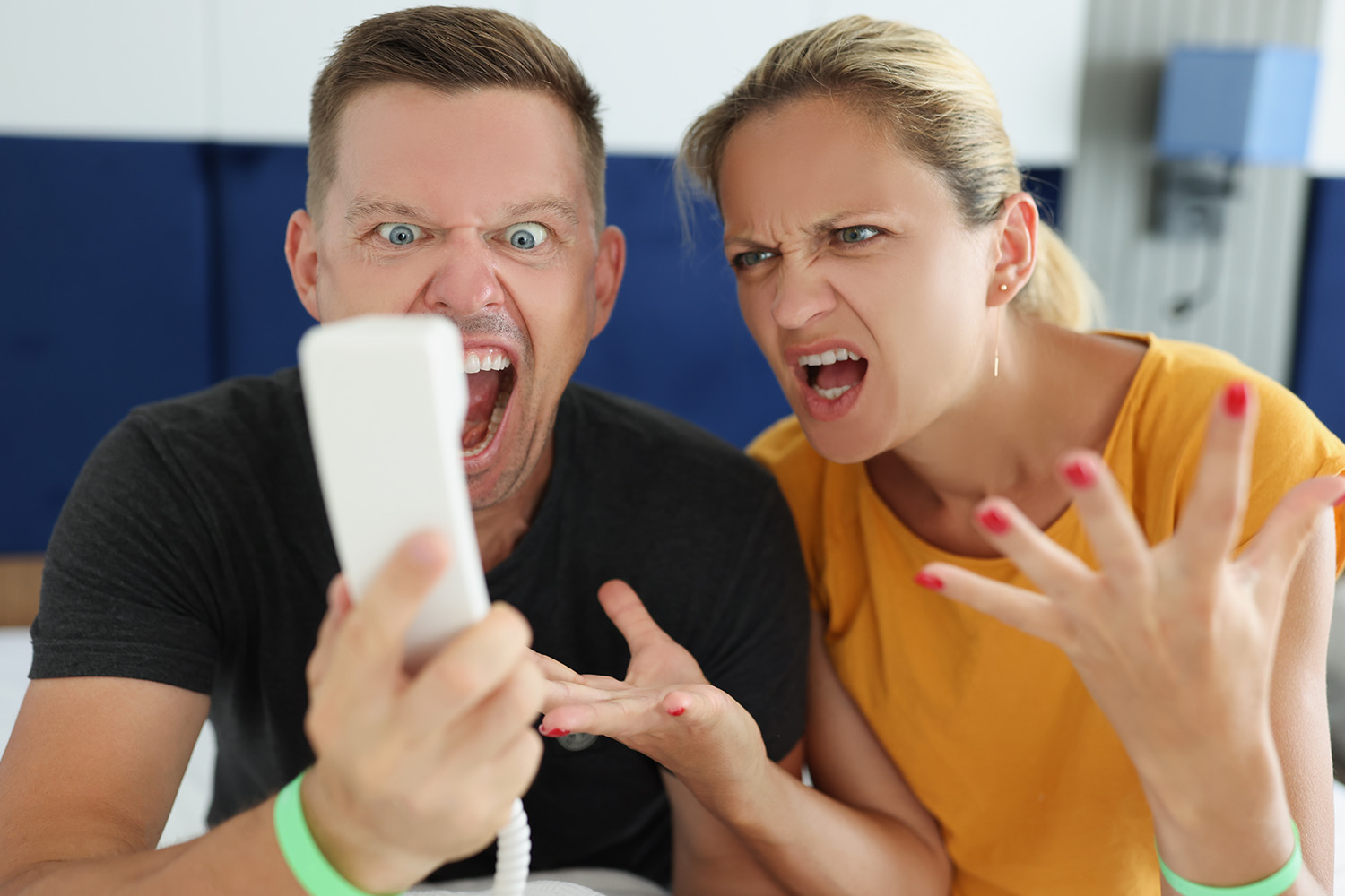 Angry Couple On The Phone