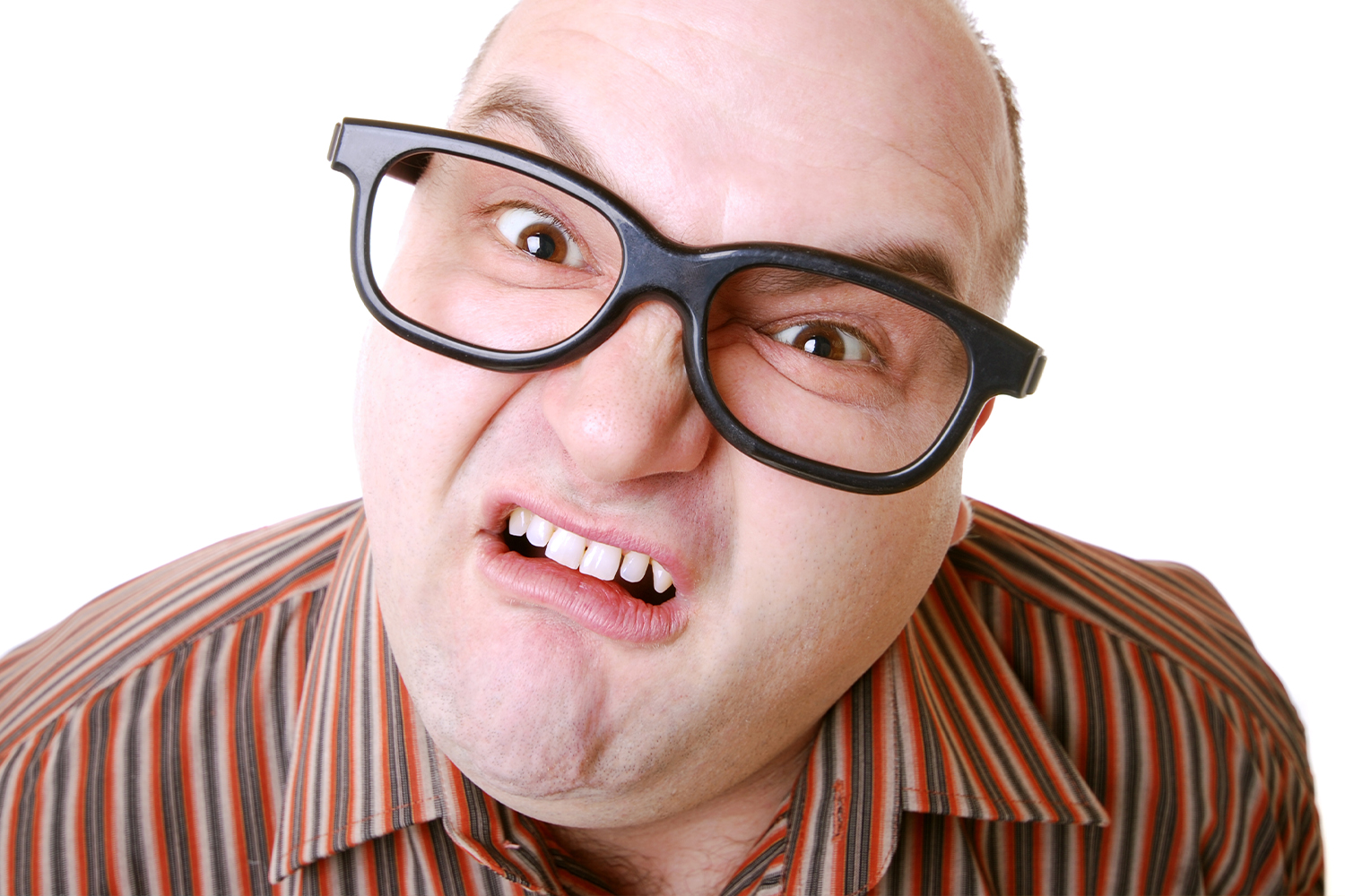 Bald Man With Thick Glasses