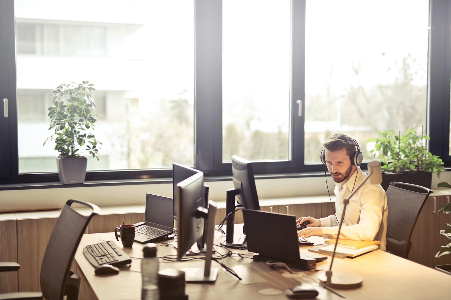 Business Man Working At His Desk