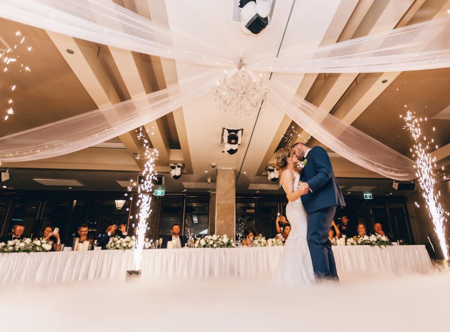 Couple at their wedding