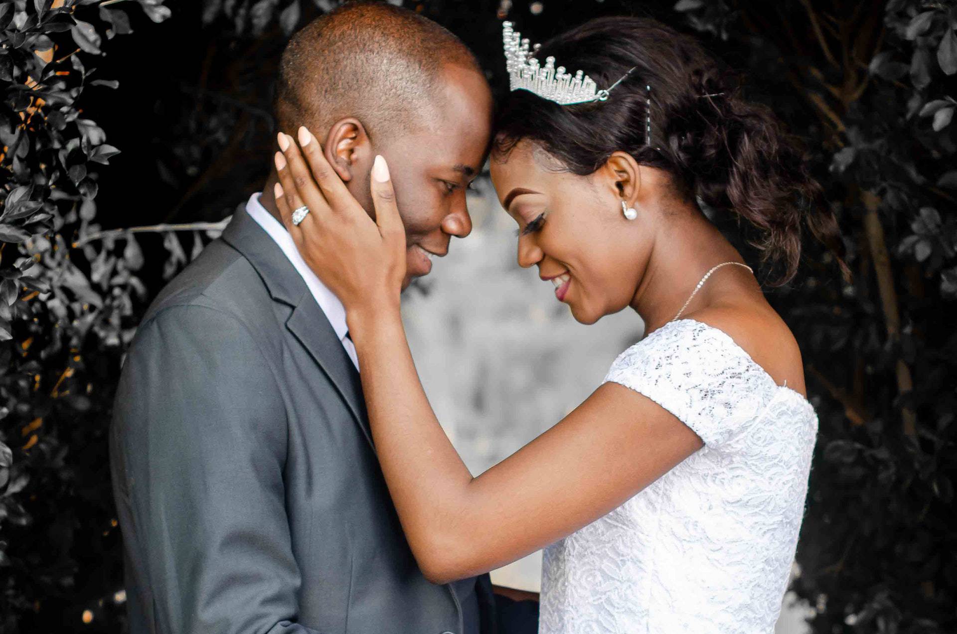 Couple at their wedding