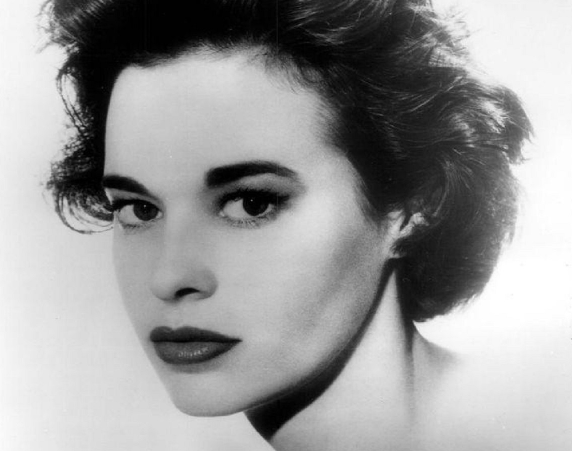 B&W photo of Gloria Vanderbilt looking at camera - 1959