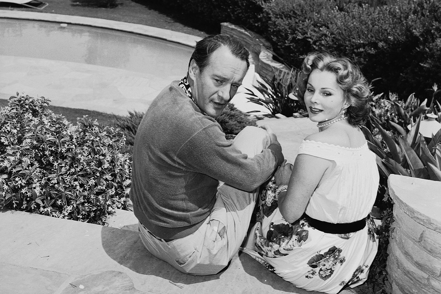 George Sanders And Zsa Zsa Gabor Sitting Outside