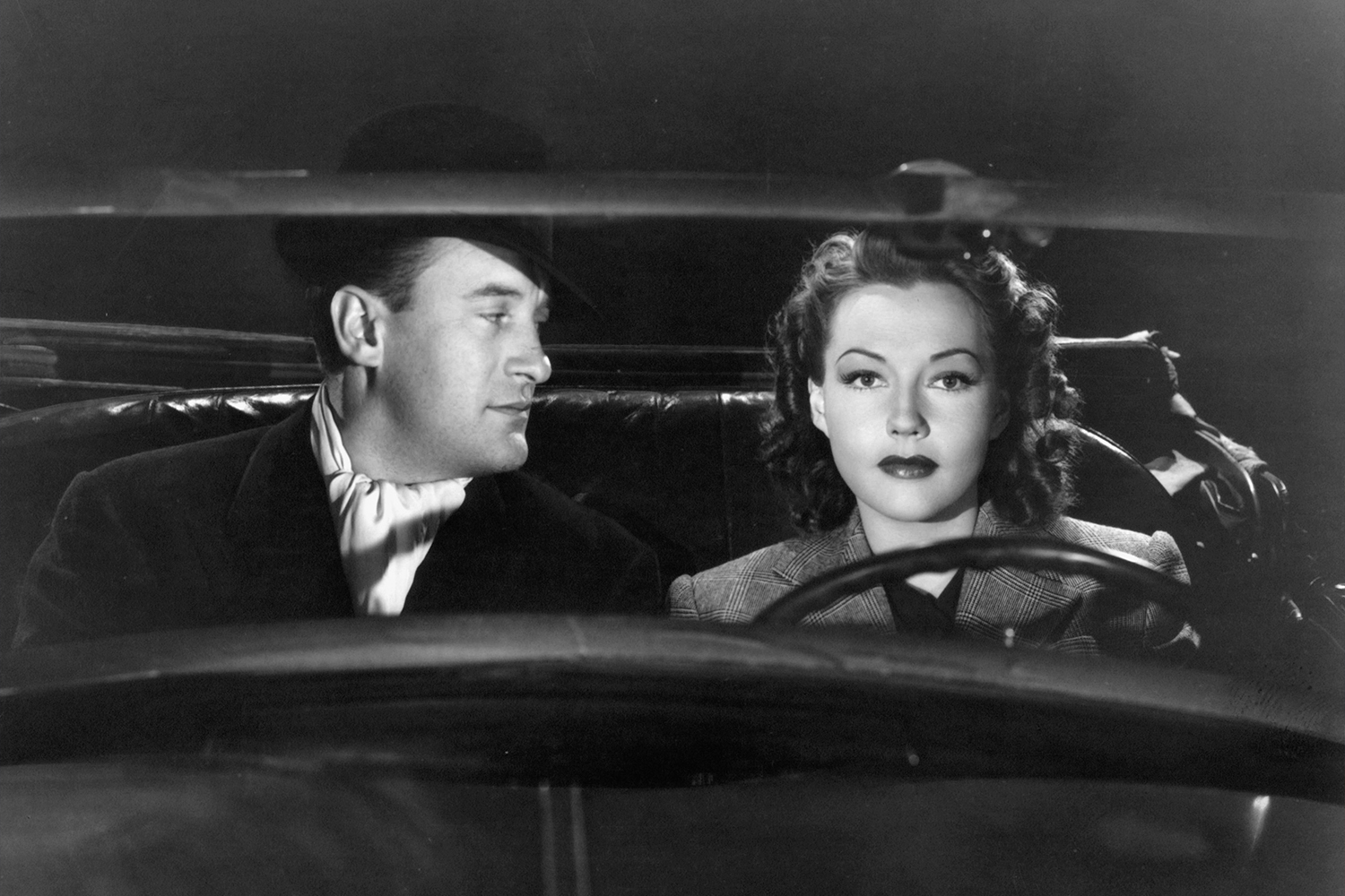 George Sanders And Lynn Bari In A Car