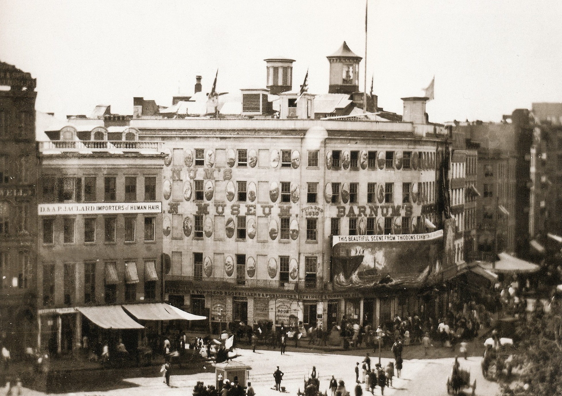 B&W photo of Barnum's Museum, New York - 1858