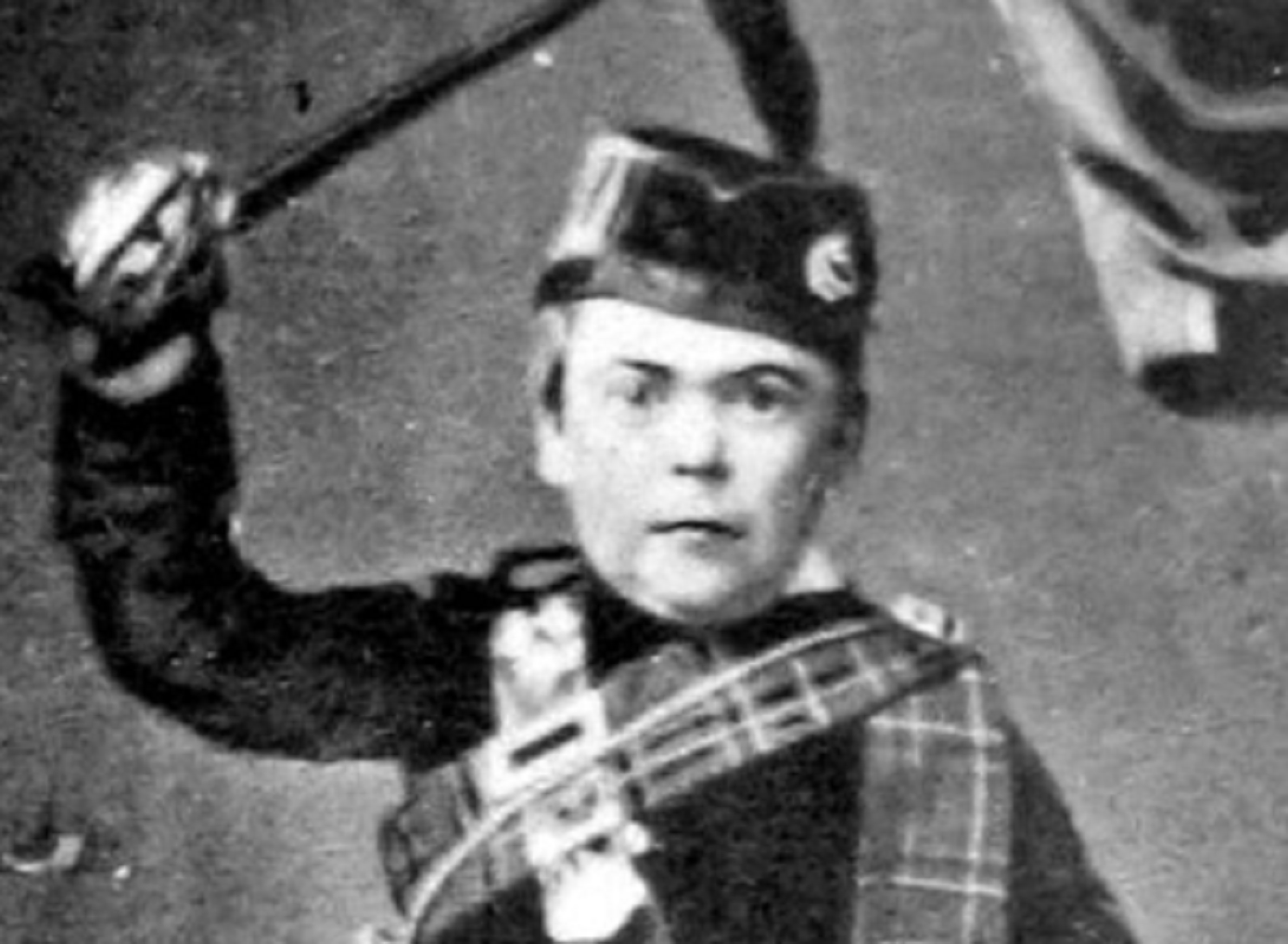 B&W photo of Charles Sherwood Stratton wearing military uniform - circa 1861