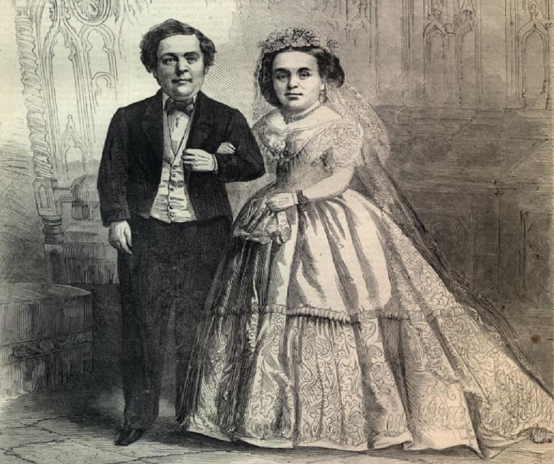 Charles S. Stratton and wife at their wedding ,drawing on the cover of Harper's magazine - 1863