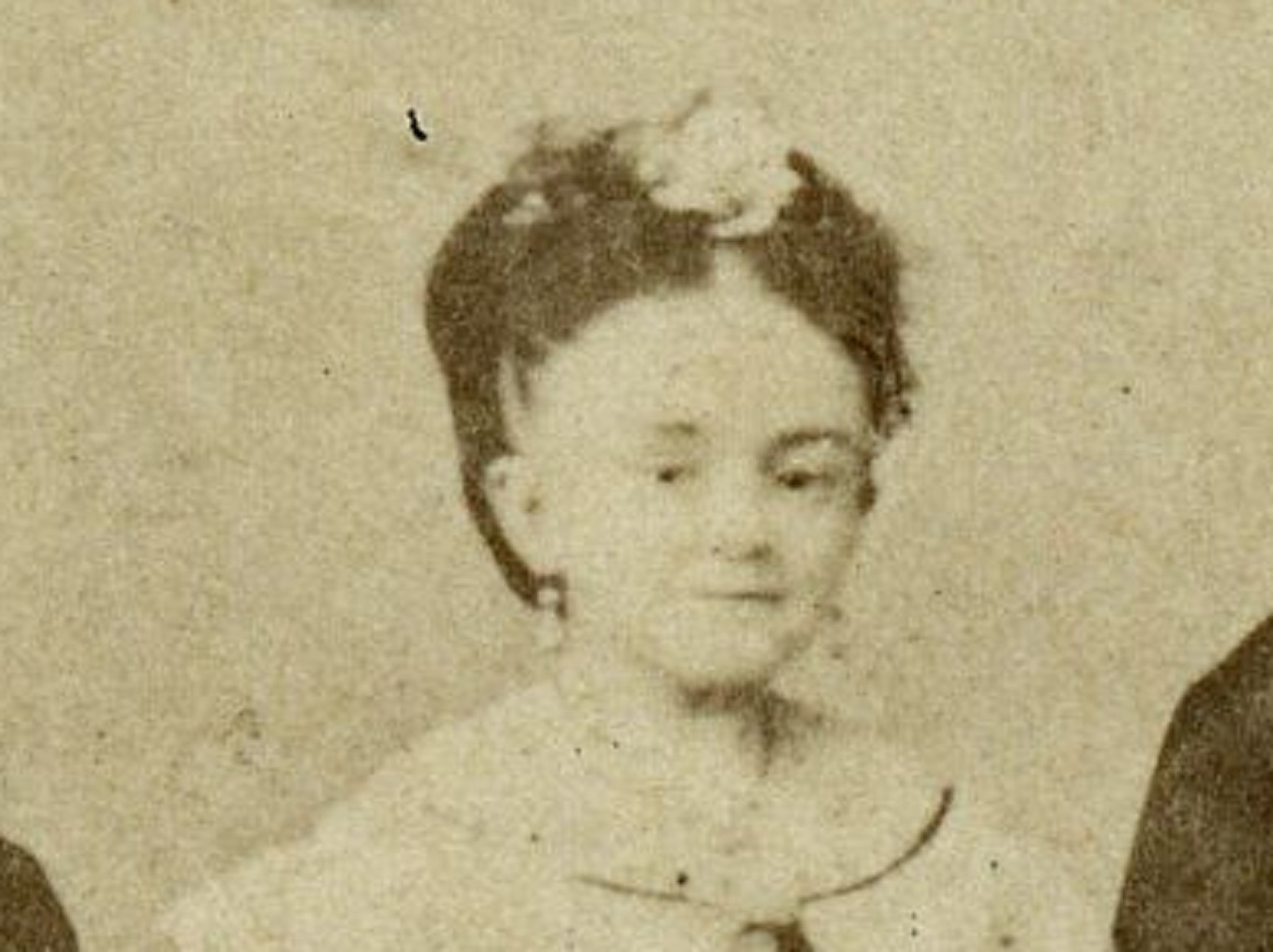 Lavinia Warren wearing earrings and looking at front - 1872