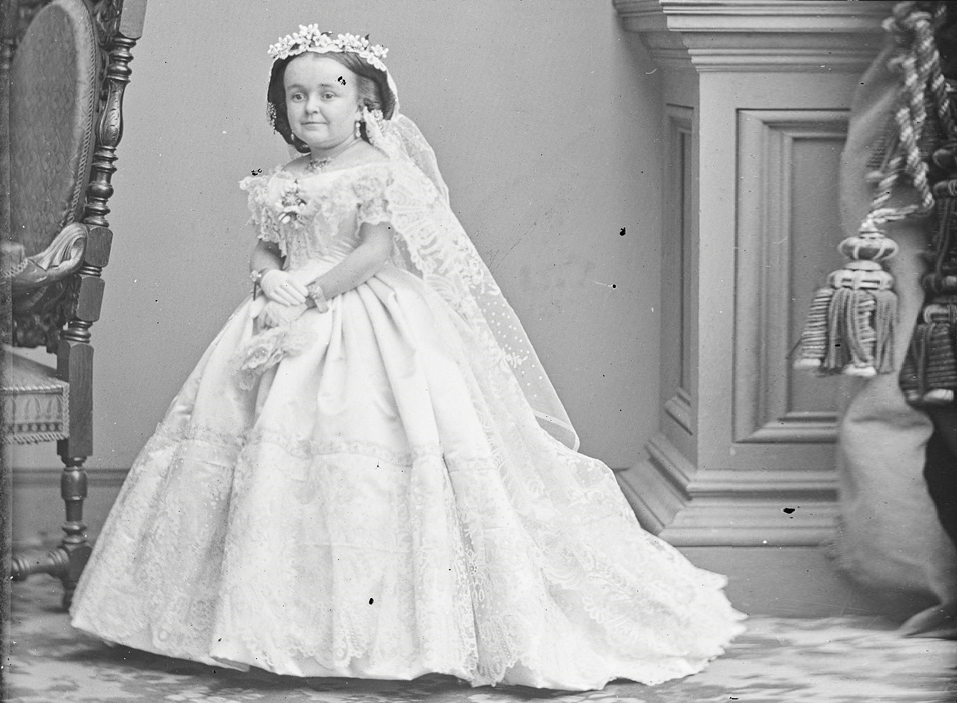 Lavinia Warren wearing wedding dress - 1863