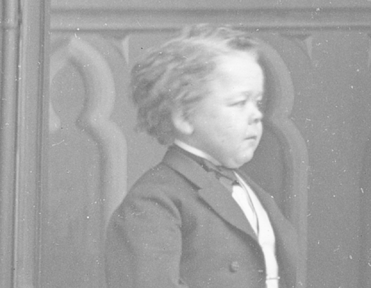 B&W photo of  George Washington Morrison Nutt wearing black suit is looking at side - 1863