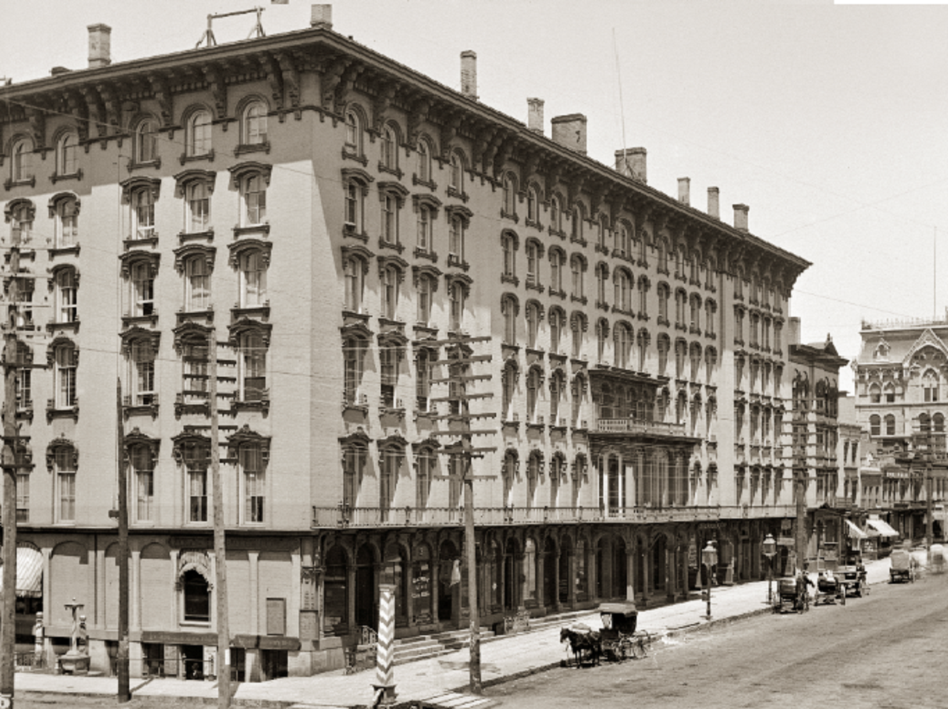 B&W photo of  Newhall House Hotel - Exterior - 1880