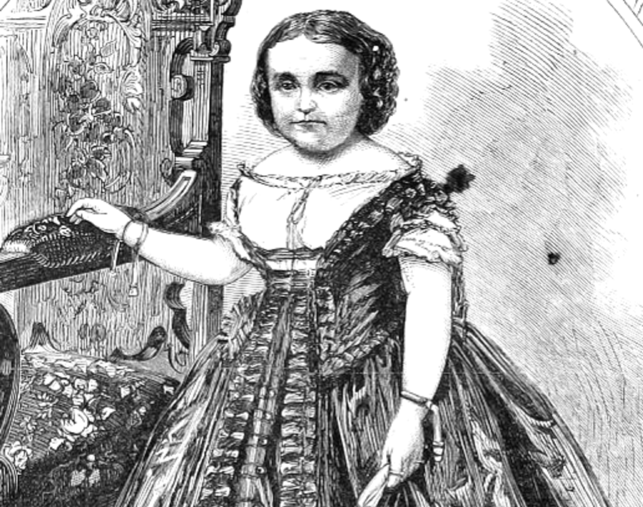 Lavinia Warren wearing black dress and looking at front - 1863