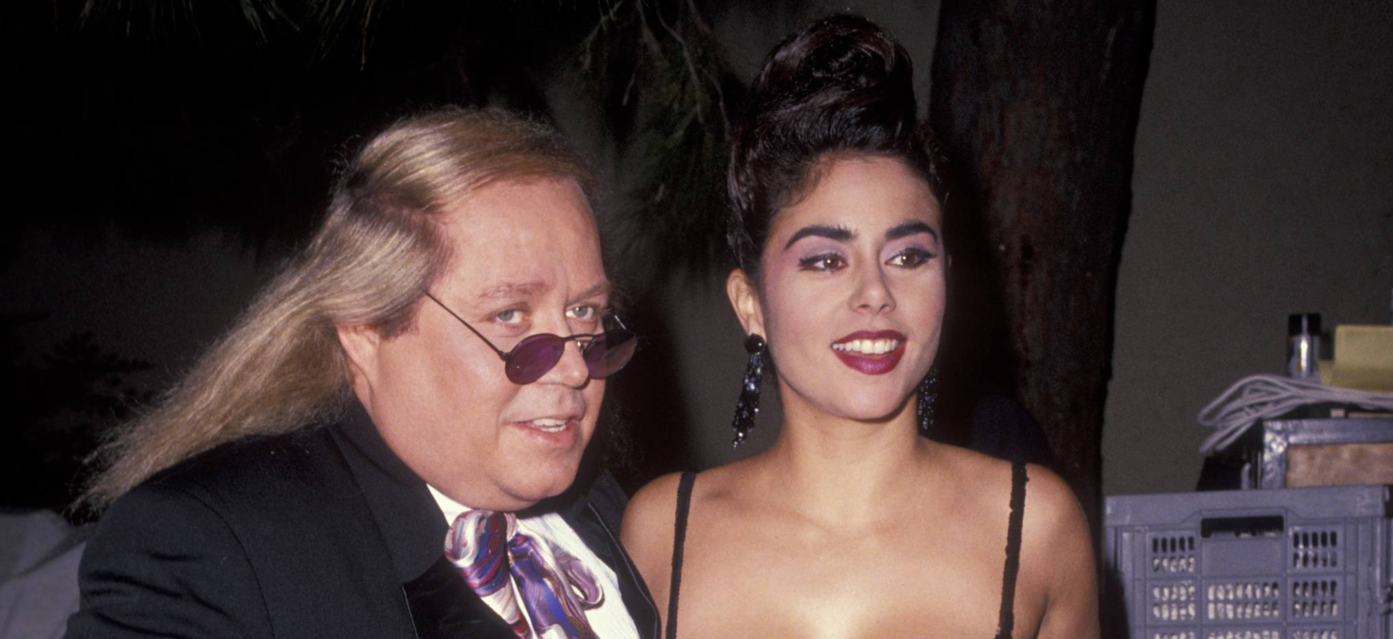 Comic Sam Kinison and wife Malika Souiri attend the taping of 'Horror Hall of Fame' on October 5, 1991 at the Universal Studios in Universal City, California