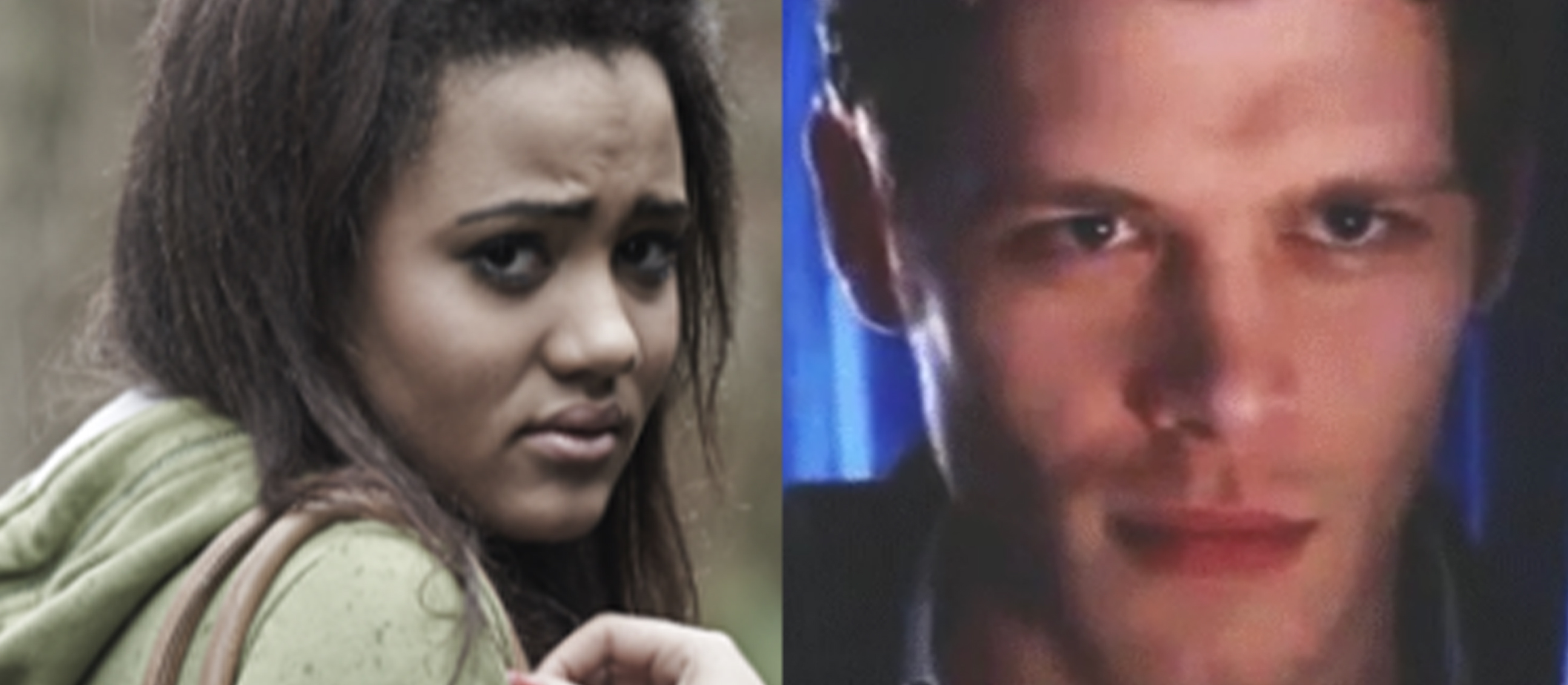 scared girl and creepy guy split image