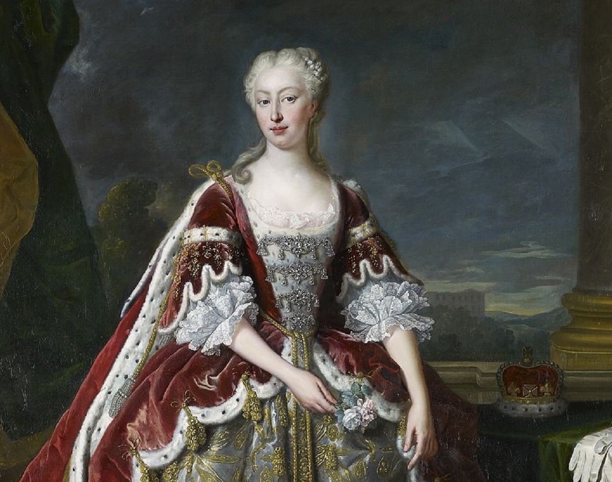 Portrait of Augusta of Saxe-Gotha, Princess of Wales looking at front - 1742