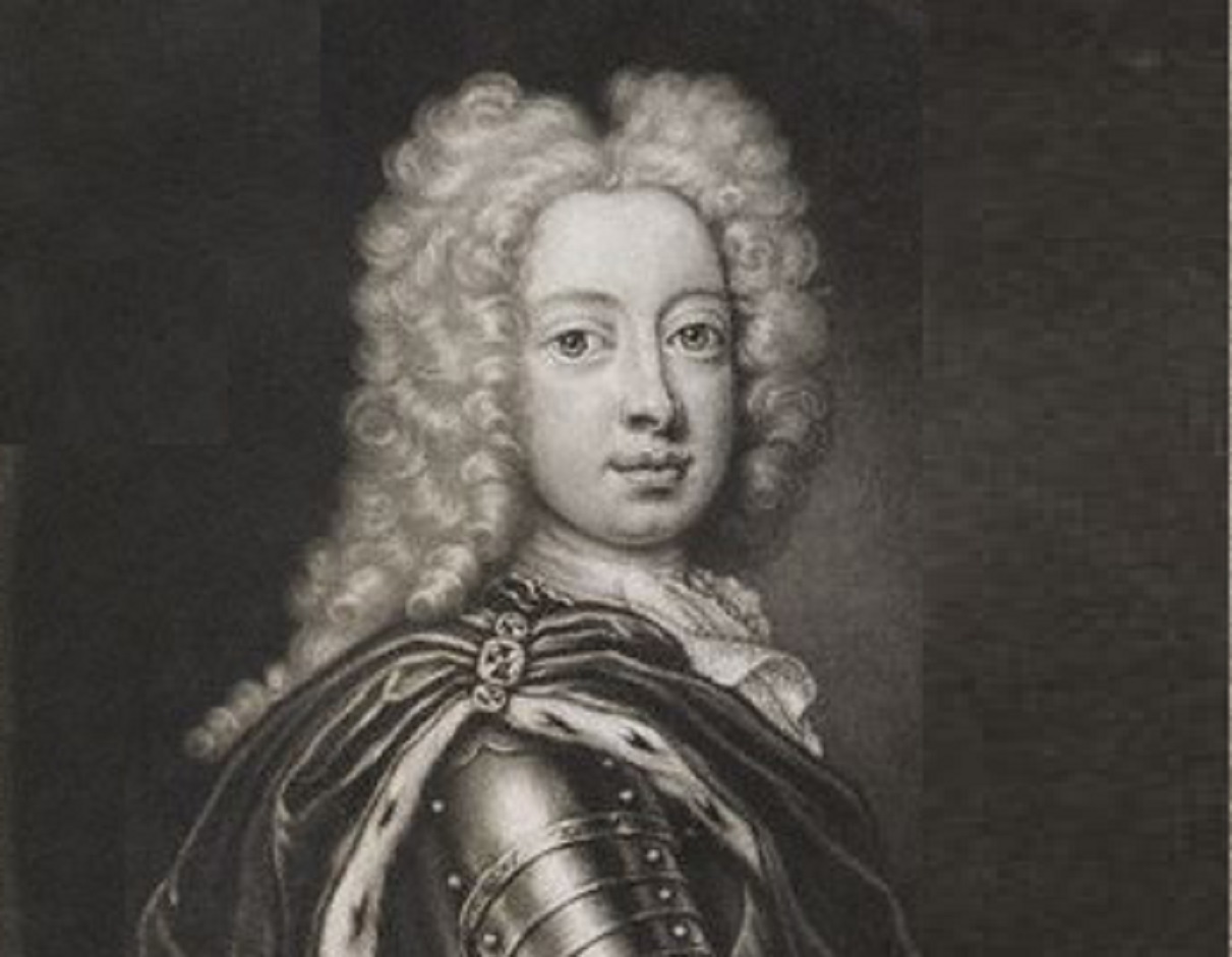 B&W Portrait of Frederick, Prince of Wales looking at front -  1724
