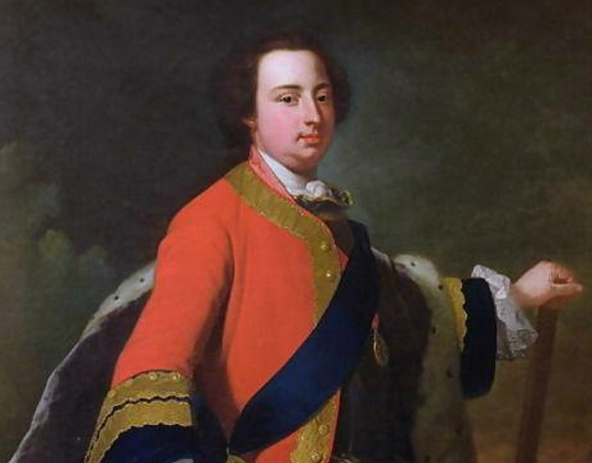 Painting of William Augustus, Duke of Cumberland wearing red royal outfit and looking at front - mid 18th century