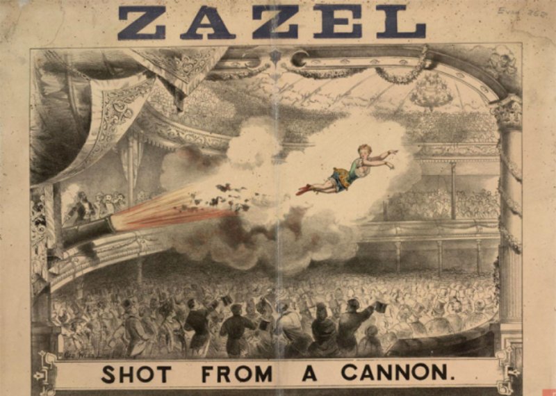 Rossa Matilda Richter, also known as Zazel, the first human cannonball performer (when she was 14, in 1887)