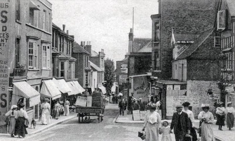 An Edwardian view of High Street in Broadstairs, Kent, England
