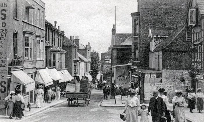 An Edwardian view of High Street in Broadstairs, Kent, England