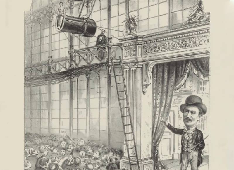 Zazel performing her cannonball stunt