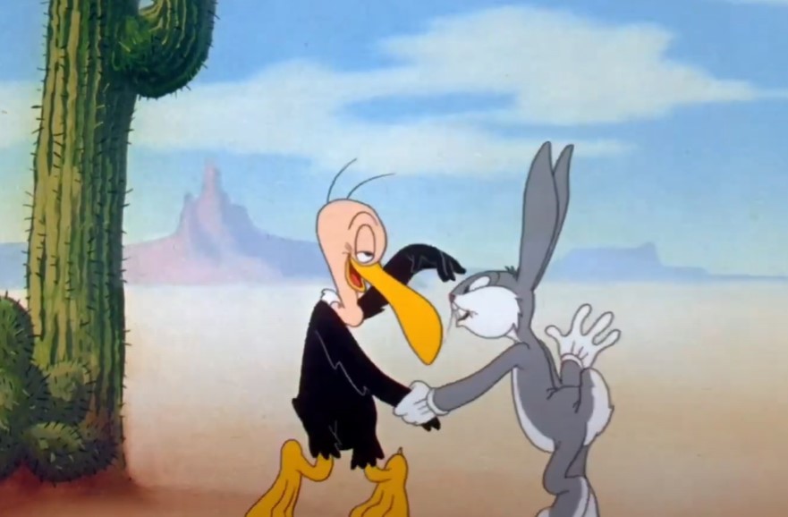 Beaky Buzzard and Bugs Bunny in Bugs Bunny Gets the Boid dancing in desert