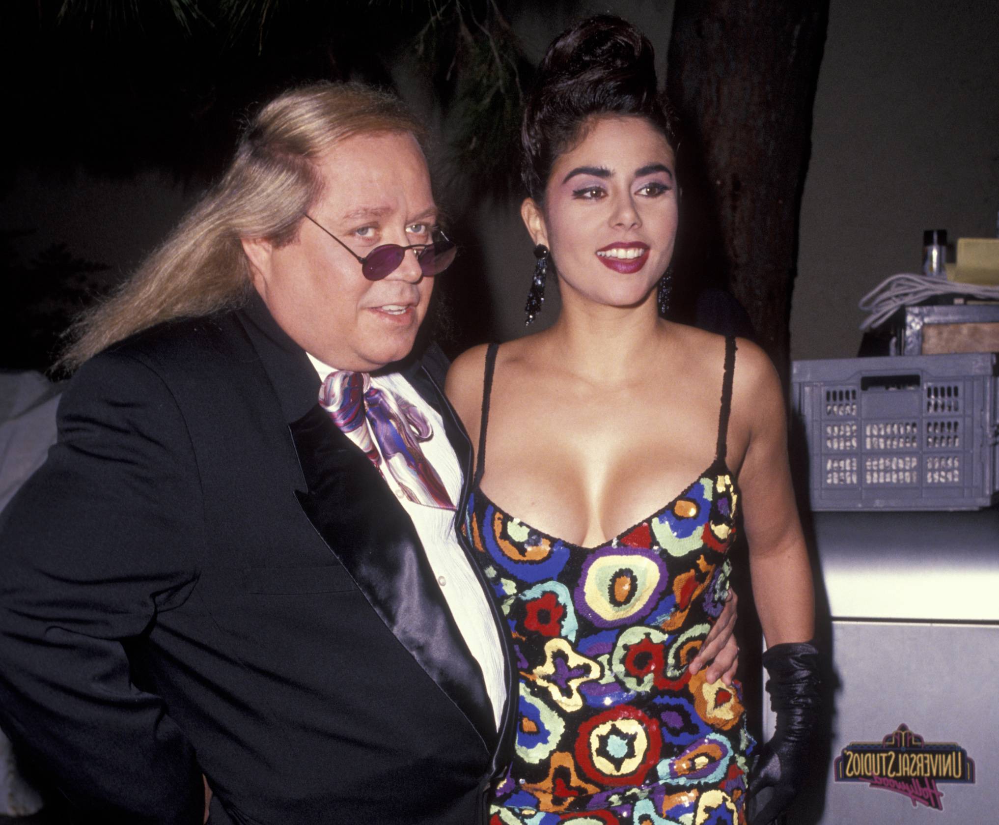 Comic Sam Kinison and wife Malika Souiri attend the taping of 'Horror Hall of Fame' on October 5, 1991 at the Universal Studios in Universal City, California