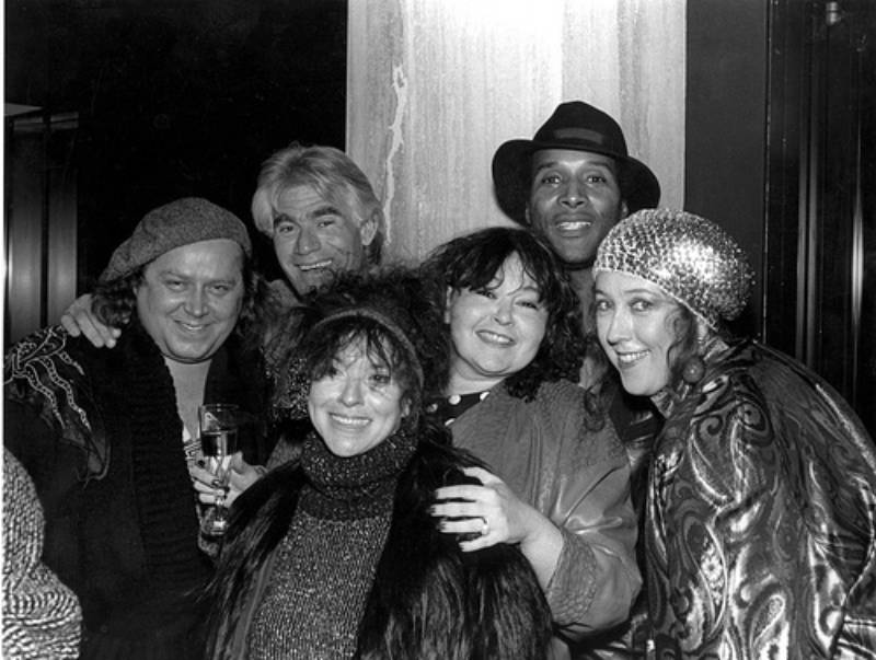 he Comedy Store group c. 1970s; left to right: Sam Kinison, ?, Mitzi Shore, Roseanne Barr, ?, ?