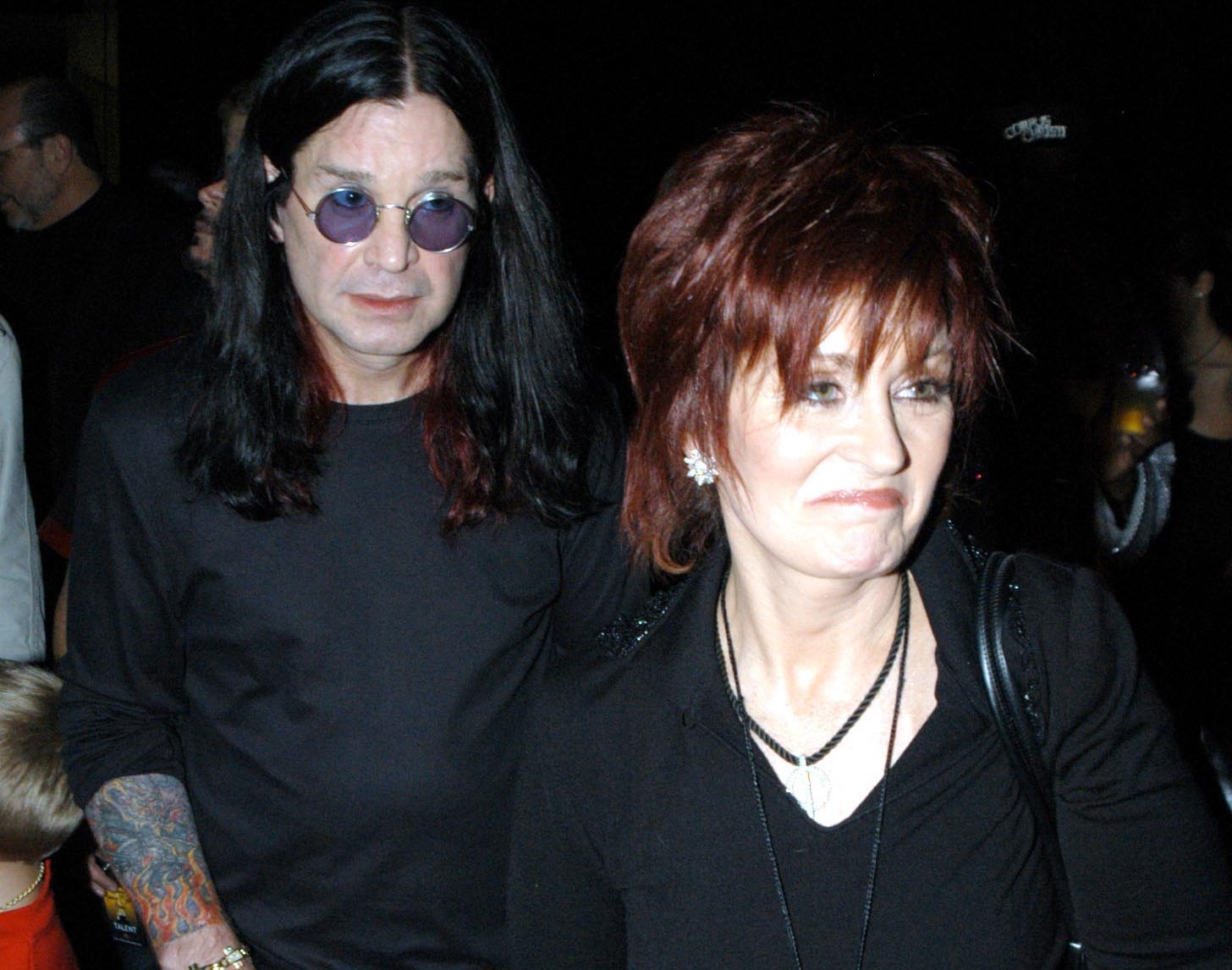 Ozzy Osbourne & Sharon Osbourne during American Music Awards in Los Angeles, California, United States in black clothes